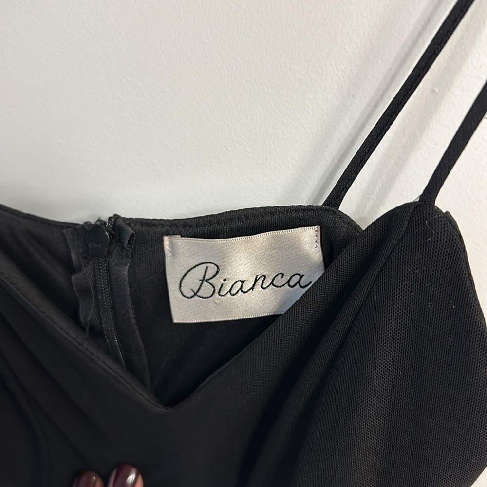 Bianca - Rouched Black Mini Dress - Picture 3 of 3